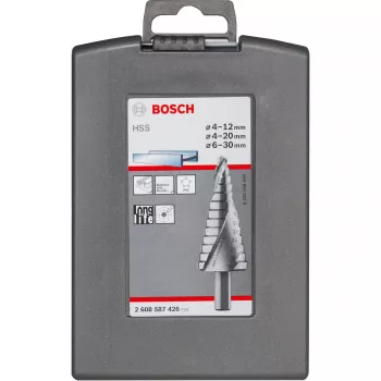 Súprava stupňovitých vrtákov Bosch HSS s 3-plošnou stopkou pre hliník a plast