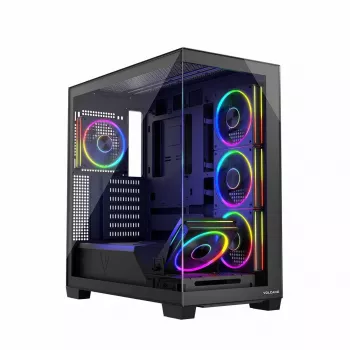 PC skriňa MODECOM Volcano Stellar 5F ATX Midi Tower, tvrdené sklo, 5 predinštalovaných ventilátorov, USB‑C, podporuje microATX/ATX, max. GPU 420 mm, výška CPU chladiča 175 mm