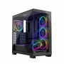 PC skriňa MODECOM Volcano Stellar 5F ATX Midi Tower, tvrdené sklo, 5 predinštalovaných ventilátorov, USB‑C, podporuje microATX/ATX, max. GPU 420 mm, výška CPU chladiča 175 mm
