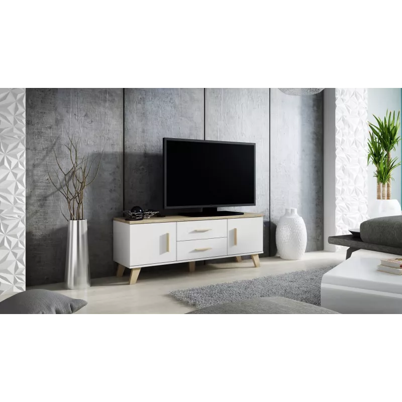 Cama RTV stojan LOTTA 140cm biely + sonoma dub
