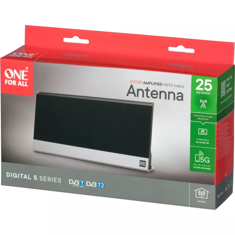 Vnútorná anténa One For All SV 9385 DVB-T DVB-T2 čierna