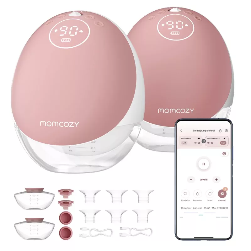 Momcozy M9 dvojitá elektrická odsávačka mlieka červená, 150ml