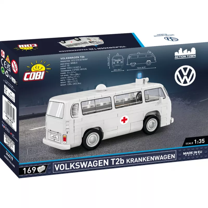 Modelová stavebnica Cobi Volkswagen T2b sanitka 1:35 sivá