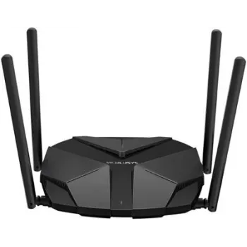 Stolný router MERCUSYS MR85X AX3000 Dualband‑Wi‑Fi 6, 3000 Mbit/s, 4 antény, 3 Gigabit‑LAN porty, čierny