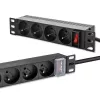 Qoltec hliníková PDU pre 10'' RACK | 1U | 16A | 4xFRENCH | 1,8m