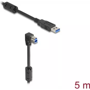 DeLOCK USB kábel Type-A konektor samec na Type-B konektor samec 90° zahnutý nadol 5 m