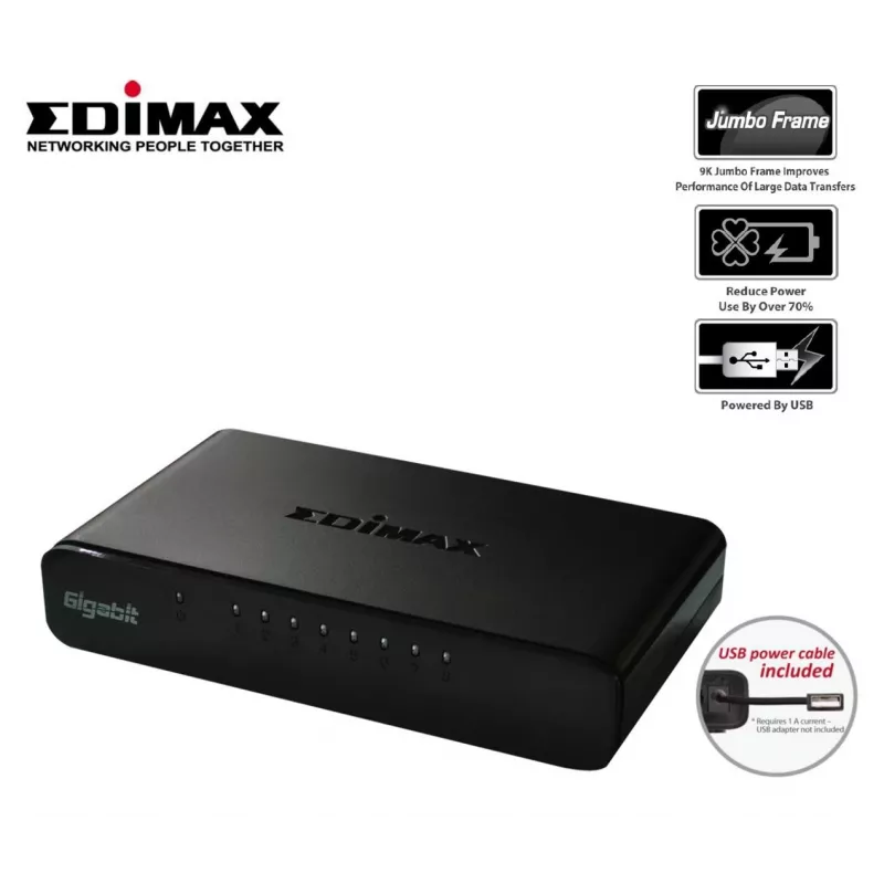 Edimax ES-5800G V3 sieťový switch neupravovaný Gigabit Ethernet (10/100/1000) čierna