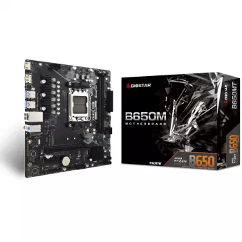 Základná doska BIOSTAR B650MT Micro ATX, AMD B650, Socket AM5, DDR5, 2x DIMM, 96GB, 1x M.2, 4x SATA III, Gigabit LAN