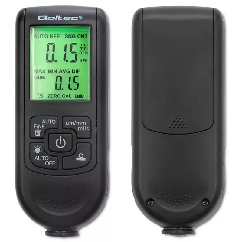 Qoltec merač hrúbky laku s LCD displejom | 0~2000 µm