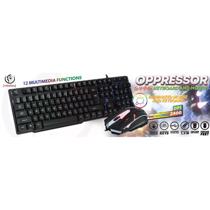 Rebeltec káblová klávesnica a myš set