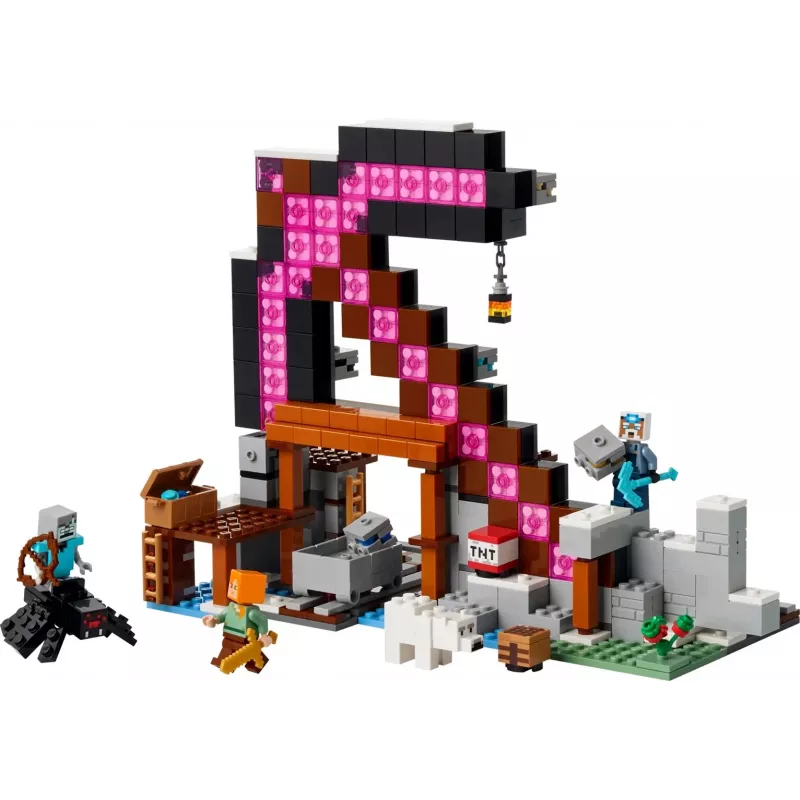 Stavebná hračka LEGO Minecraft The Pickaxe Mine sada 21277 – 530 dielov, 3 minifigúrky, vek 8+