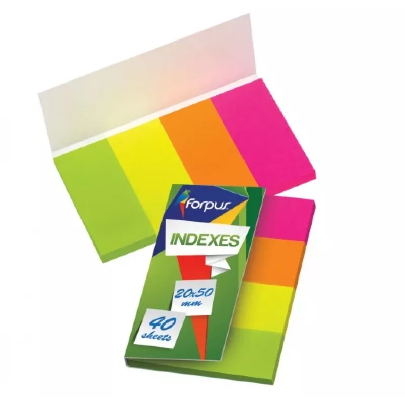 Forpus FO42026 indexové papieriky na poznámky 20x50 mm, rôzne farby, 4x40 listov