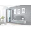 Cama vitrína VIGO '180' 180/40/30 biela/sivá lesklá