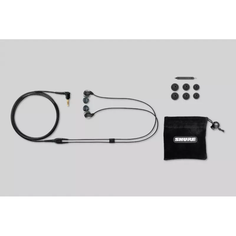 Shure SE112-GR káblové in-ear slúchadlá pre hovory/hudbu, čierna, sivá