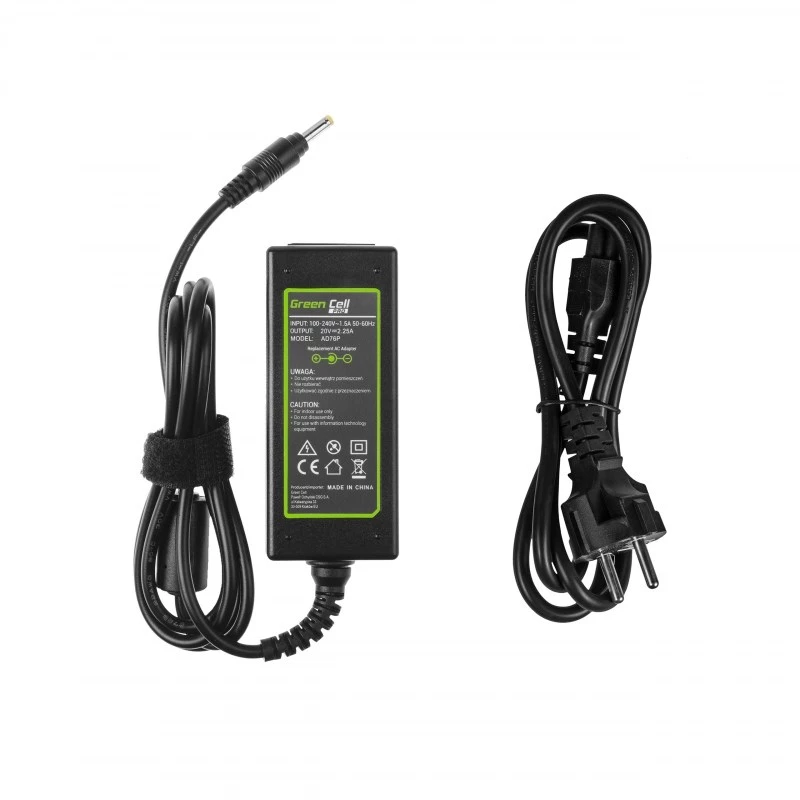 Napájací zdroj Green Cell AD76P 45W pre Lenovo notebooky, 20V 2,25A, AC-DC, 100–240V vstup, čierny