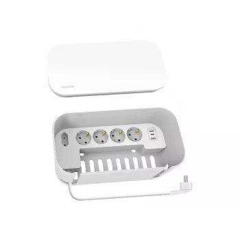 LogiLink predlžovacia zásuvka LPS281U 4 bezpečnostné zásuvky 2 USB-A 1 USB-C biela