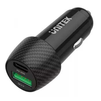 Auto nabíjačka Unitek P1400A s USB-C a USB-A, 38W, Quick Charge 3.0, vstup 12–24V, čierna