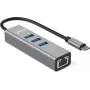 ROLINE USB Type-C - Gigabit Ethernet adaptér + hub 3x - digitálny/dátový (12.02.1127)