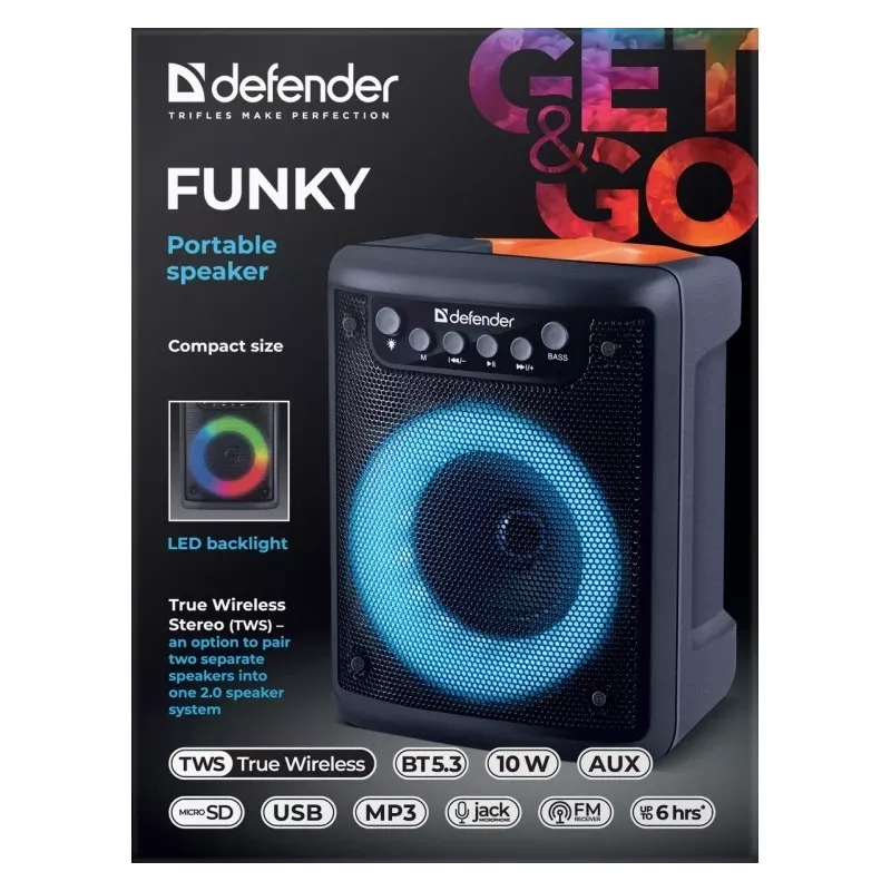 Bluetooth reproduktor FUNKY 10W, 65053, DEFENDER
