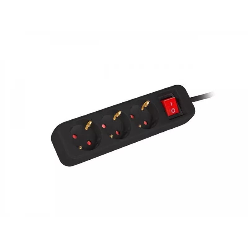 Predlžovací kábel Lanberg PS1-03F-0150-BK 1,5 m 3 ochranné zásuvky pre interiér čierny