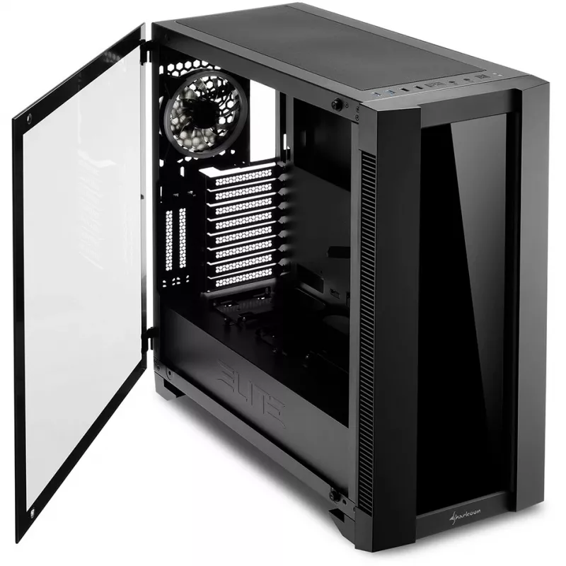 PC skriňa Sharkoon ELITE SHARK CA200G Midi Tower čierna