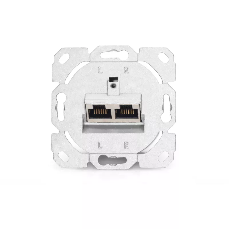 CAT.6A dátová zásuvka, na omietku, tienená, 2x RJ-45 LSA (biela, 5 kusov, Class E)