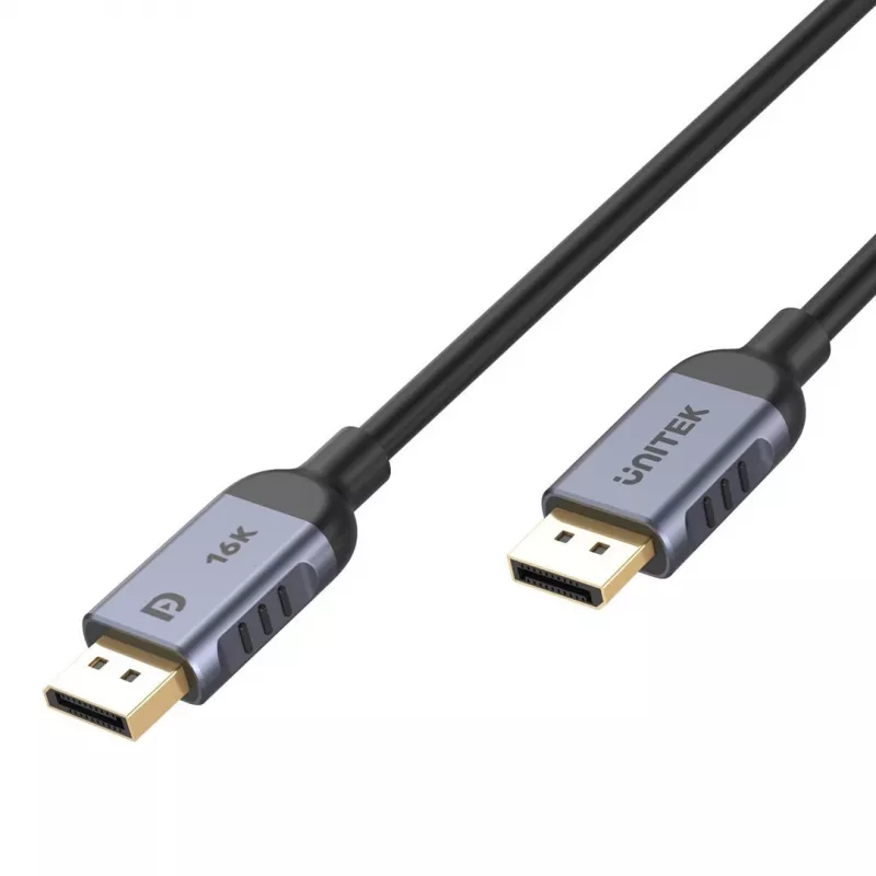 Unitek C1626GY01-1.5M kábel DisplayPort 2.1, 8K@120Hz, 1,5 m, čierny/sivý