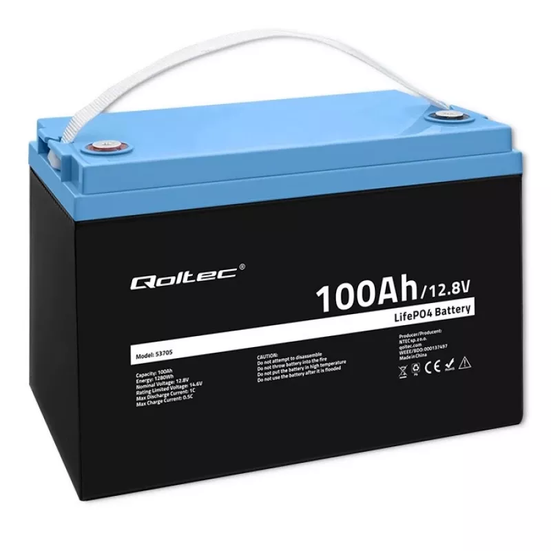Qoltec 53705 lítium-železofosfátová batéria 100 Ah 12,8 V