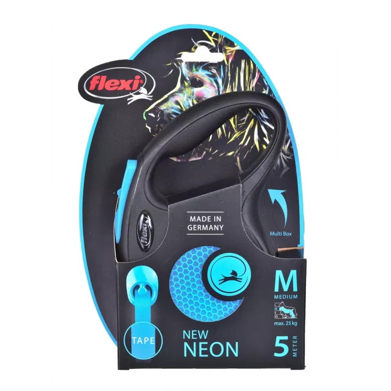 FLEXI New Neon M - navíjacie vodítko - 5 m
