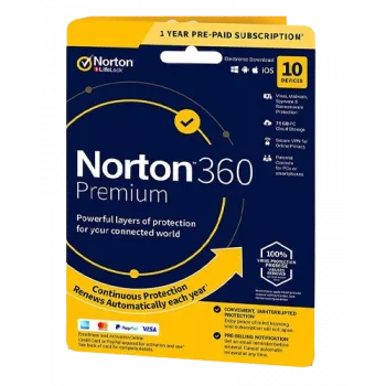 Norton 360 Premium | 10 zariadení | 1 rok | 75 GB cloudového úložiska | EU | NON SUB |
