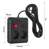 Predlžovací prívod Maclean MCE388 B, 2 zásuvky, 3x USB, 110-240 V, 2500 W, 3 m, čierny