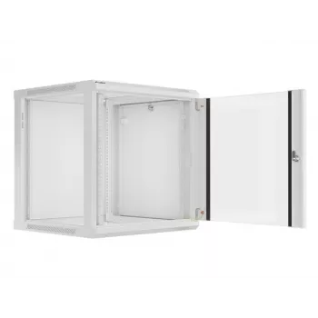 Lanberg nástenný inštalačný rozvádzač 19'' 12U 600x600mm sivý (sklenené dvere)