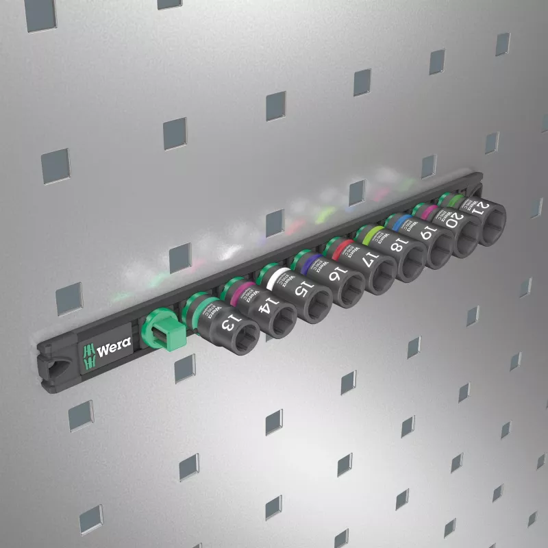 Sada nástrčných kľúčov Wera 1/2 inch magnetická lišta 9-dielna pre rázový uťahovák