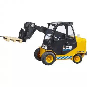Vysokozdvižný vozík BRUDER JCB Teletruk hračka — ABS, odporúčaný vek 3+, čierna a žltá