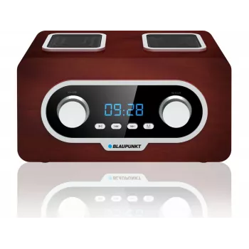 Prenosné rádio BLAUPUNKT PP5.2BR — FM vreckové rádio, 60 pamäťových miest, USB/MP3, AUX, nabíjateľná batéria 1000 mAh, 3 W RMS, bronzová