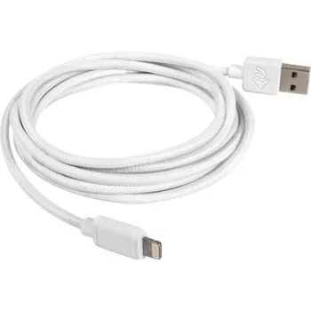 USB 2.0 adaptérový kábel, USB-A konektor samec > Lightning konektor samec (biela, 2,0 metra)