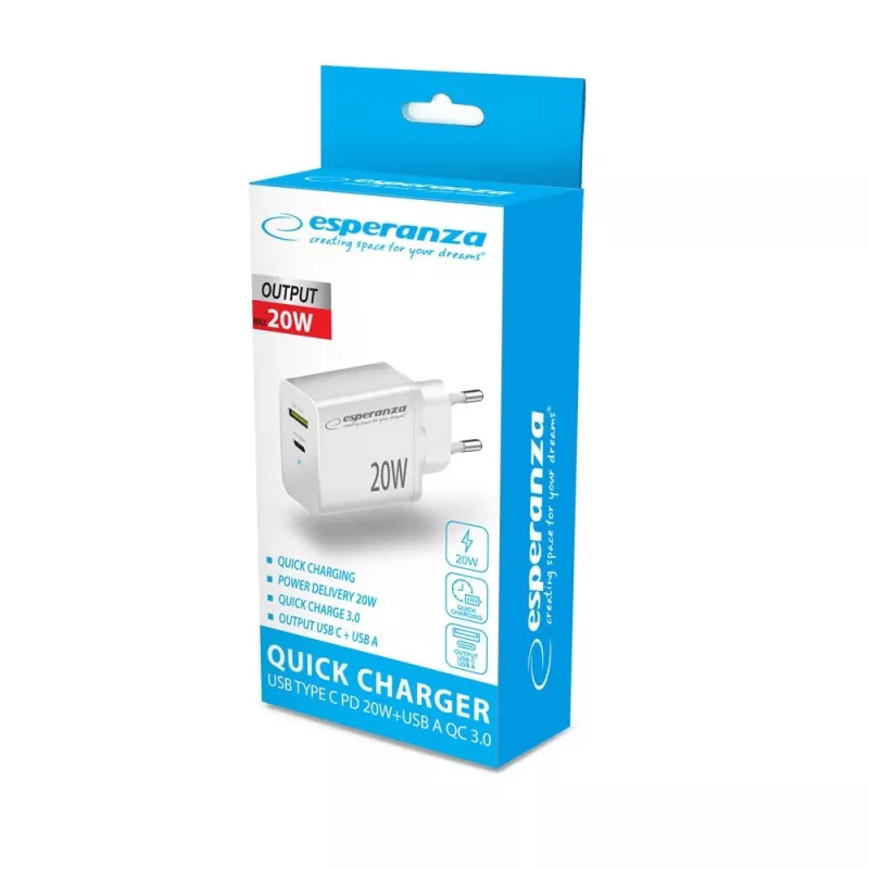 Esperanza EZC105W napájací adaptér 20W biely
