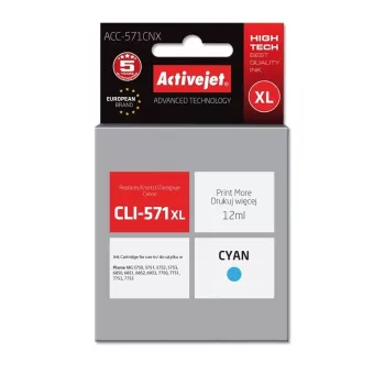 Activejet ACC-571CNX atrament (náhrada za Canon CLI-571XLC; Supreme; 12 ml; azúrová)