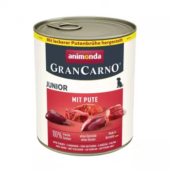 Vlhké krmivo animonda GranCarno Junior — morčacie 800 g, bezobilninové kompletné krmivo pre šteniatka