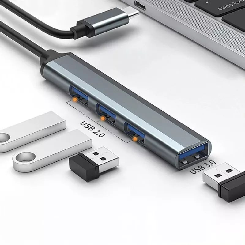 USB hub QOLTEC 53792, USB-C 3.1 na 4 porty (USB 3.0 x1, USB 2.0 x3)