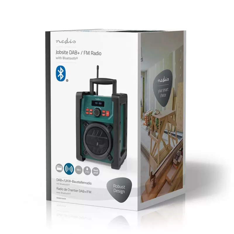 Rádio Nedis RDDB3100GN 15W Bluetooth IP65 čierna/zelená