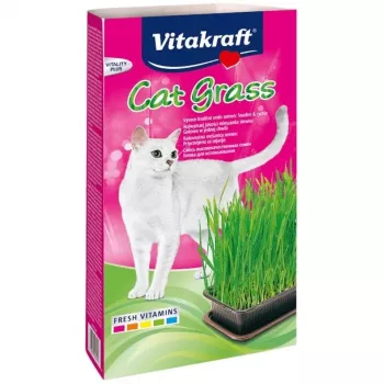 Sada mačacej trávy Vitakraft 120 g – jedlá sada trávy pre mačky, bezlepková, bez konzervačných látok