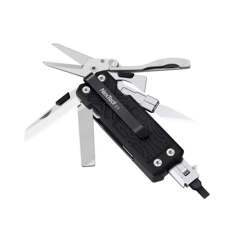 Multitool Nextool E1 10-in-1 vreckový multitool, čierny, skladací nôž, 94 g, zložený 7,9 cm
