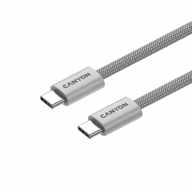 CANYON kábel OnWire 60MG C-C 60W magnetický pletený 1m svetlosivý