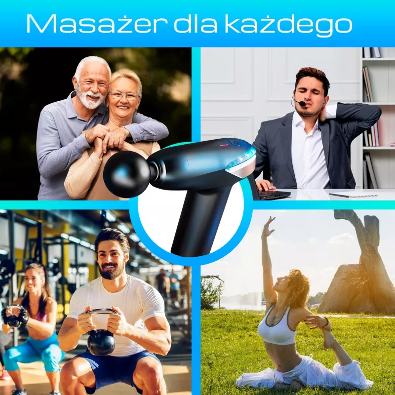 Masážna pištoľ Extralink MSG-02-LITE 3200 ot/min 6 nástavcov