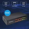 Ethernet PoE switch QOLTEC 52296 — 4x RJ45 PoE porty, 1x RJ45 uplink