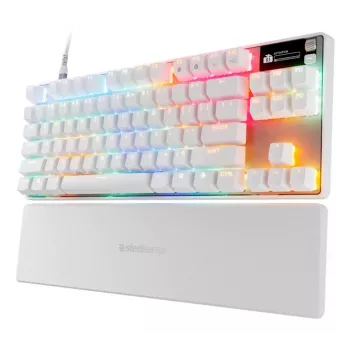 Mechanická TKL herná klávesnica STEELSERIES Apex Pro TKL Gen 3 biela — US rozloženie, RGB, nastaviteľné spínače
