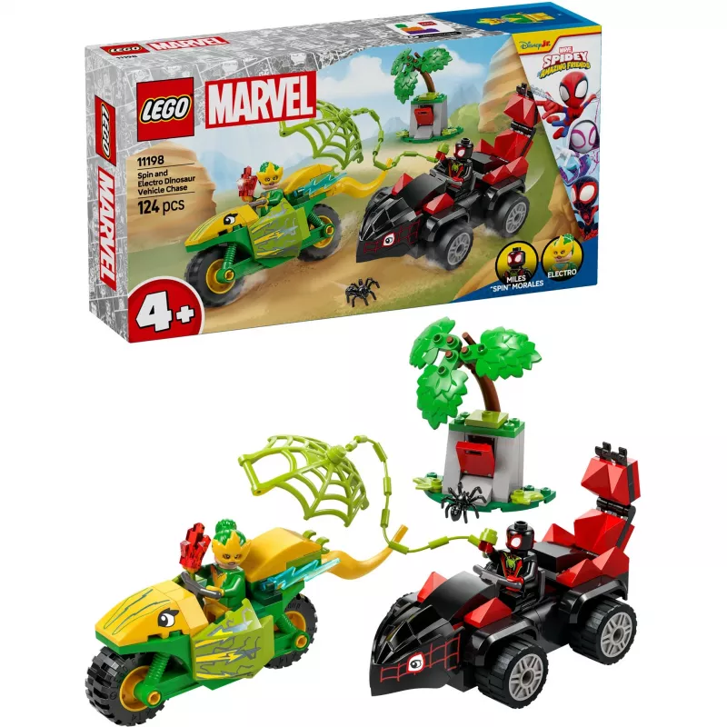LEGO MARVEL 11198 Spidey a Electro prenasledovanie dinosaurového vozidla
