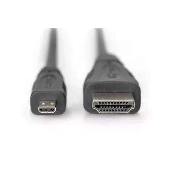 Digitus ASSMANN - HDMI kábel s Ethernet - 19 pin micro HDMI Type D samec na HDMI samec - 1 m - trojitá izolácia - čierny (AK-330115-010-S)