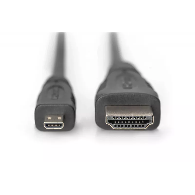 Digitus ASSMANN - HDMI kábel s Ethernet - 19 pin micro HDMI Type D samec na HDMI samec - 1 m - trojitá izolácia - čierny (AK-330115-010-S)